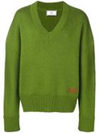 Ami Paris V Neck Oversize Sweater - Green