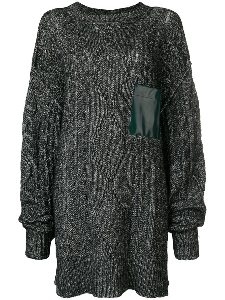 Mm6 Maison Margiela Chunky Knit Oversized Sweater With Pocket Detail -