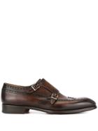 Magnanni Perforated Monk Shoes - Brown