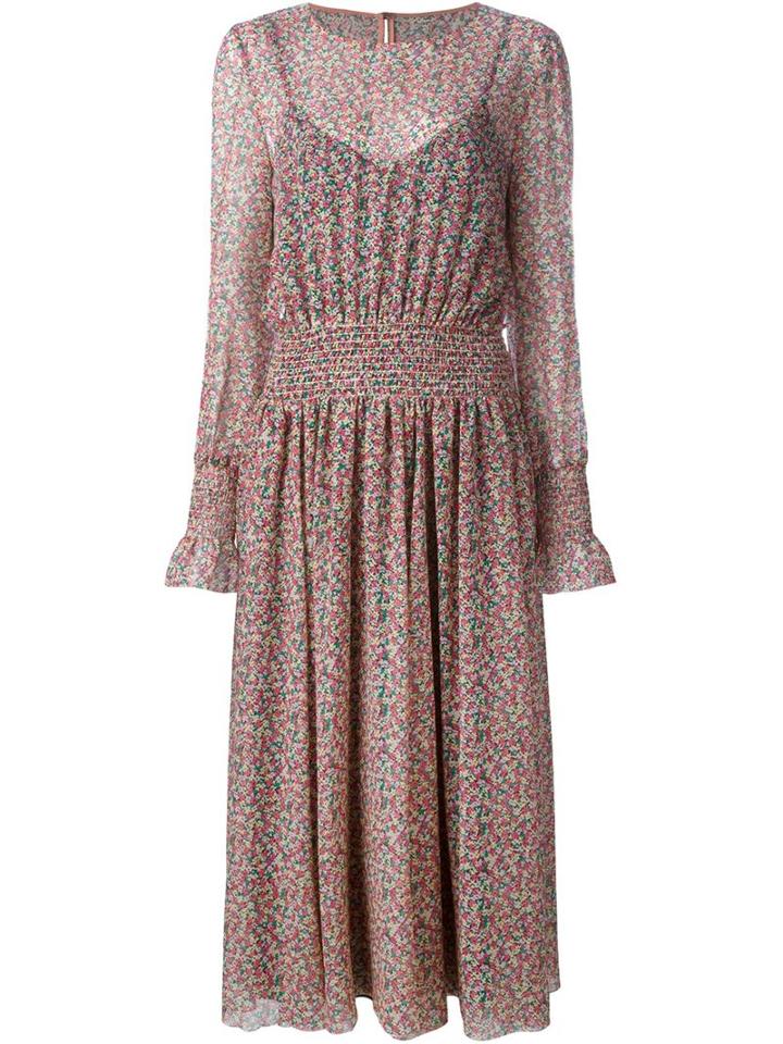 Philosophy Di Lorenzo Serafini Floral Print Longsleeved Dress, Women's, Size: 44, Pink/purple, Silk/polyester