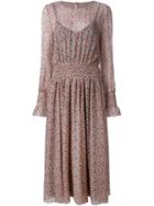 Philosophy Di Lorenzo Serafini Floral Print Longsleeved Dress, Women's, Size: 44, Pink/purple, Silk/polyester