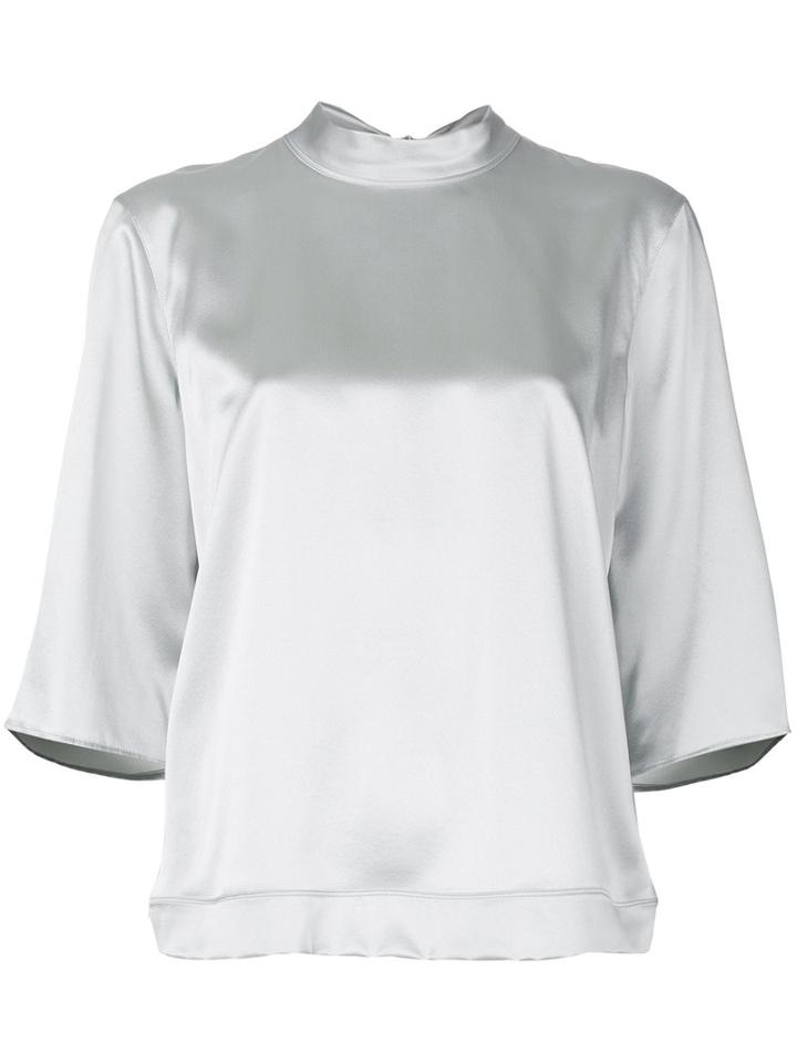 Helmut Lang - Back Tie Top - Women - Silk - L, Grey, Silk