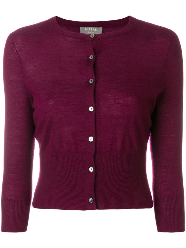 N.peal Superfine Cropped Cardigan - Pink & Purple