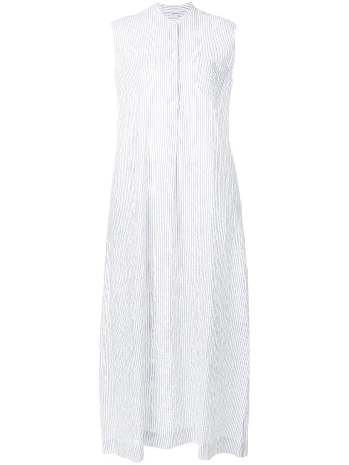 Aspesi Sleeveless Seersucker Maxi Dress - White
