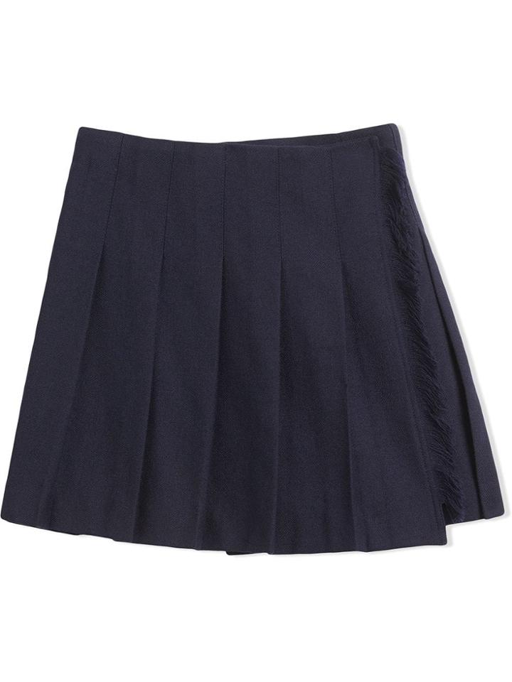 Burberry Kids Teen Fringe Detail Wool Twill Kilt - Blue
