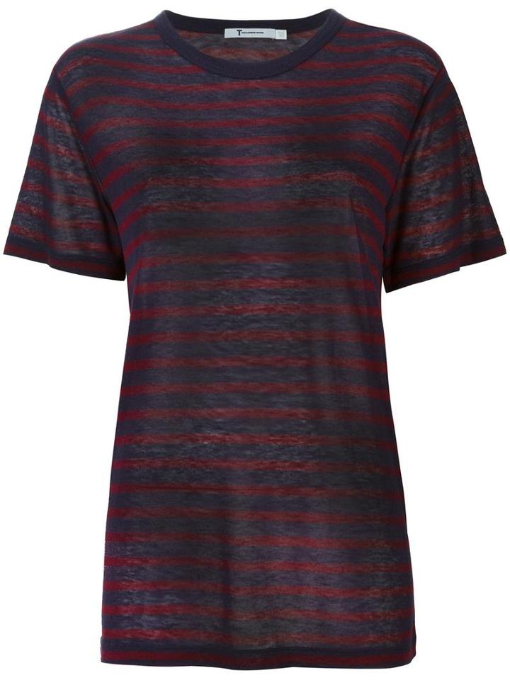 T By Alexander Wang Striped T-shirt, Women's, Size: Small, Blue, Rayon/linen/flax