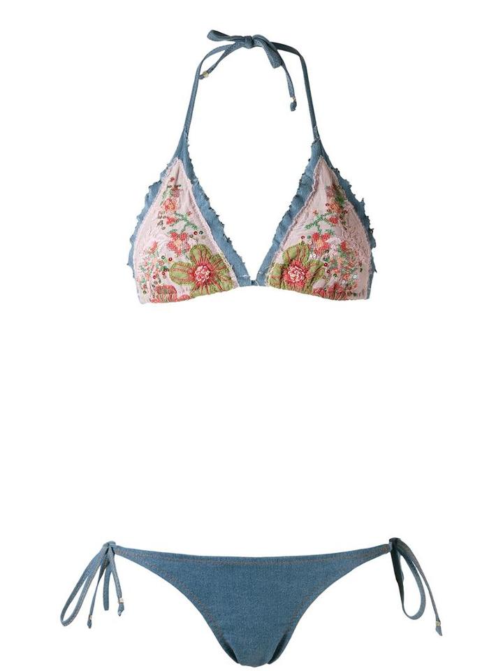 Amir Slama - Triangle Bikini Set - Women - Elastodiene - G, Blue, Elastodiene