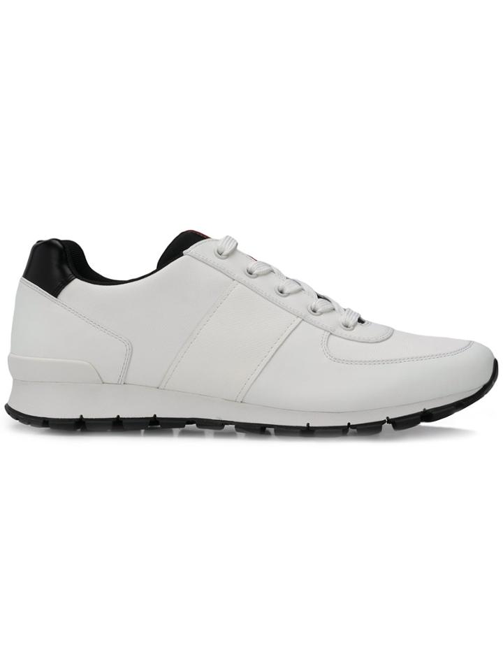 Prada Logo Lace-up Sneakers - White