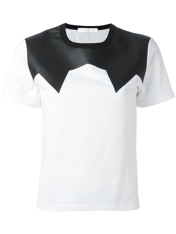 Neil Barrett Leather Effect Panel T-shirt, Women's, Size: Small, White, Cotton/polyurethane