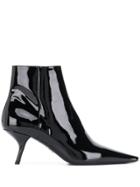 Prada Glossy Effect Ankle Boots - Black