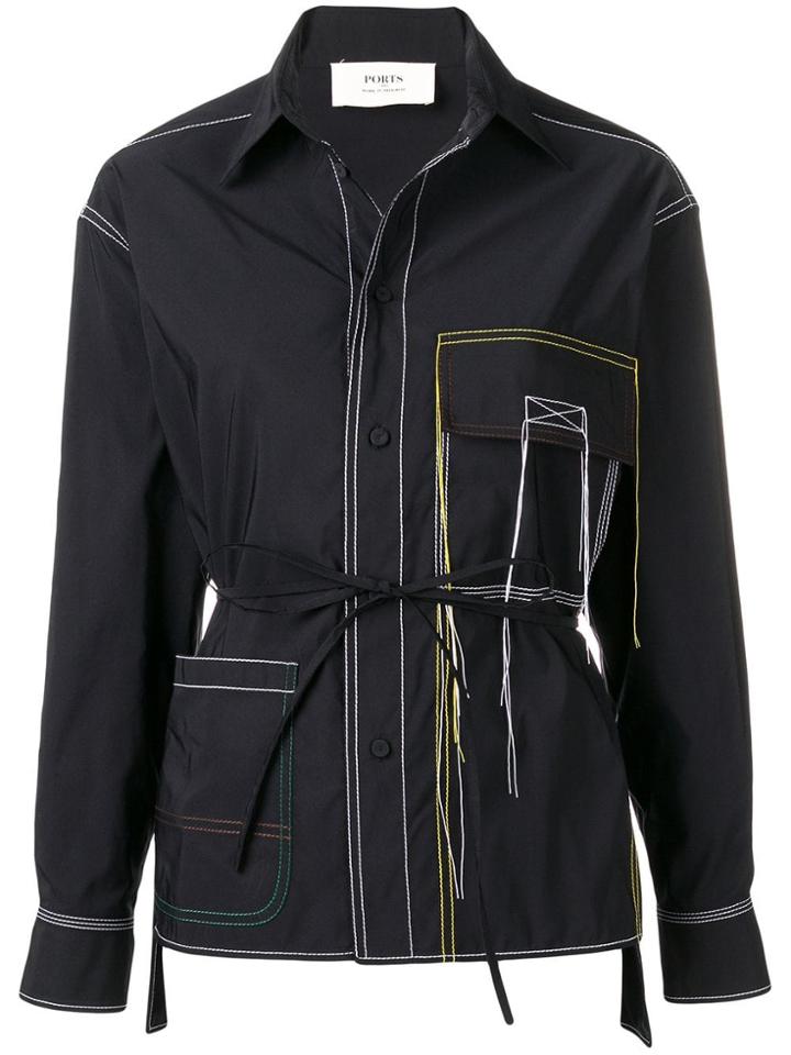 Ports 1961 Stitching Detail Shirt Jacket - Black