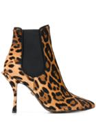 Dolce & Gabbana Leopard Print Stiletto Boots - Brown