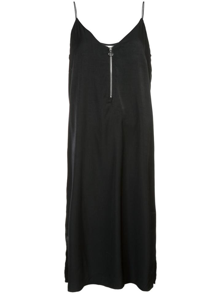 Just Female Zip Front Slip Dress - Black