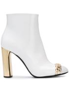 Casadei Chain Toe Ankle Boots - White