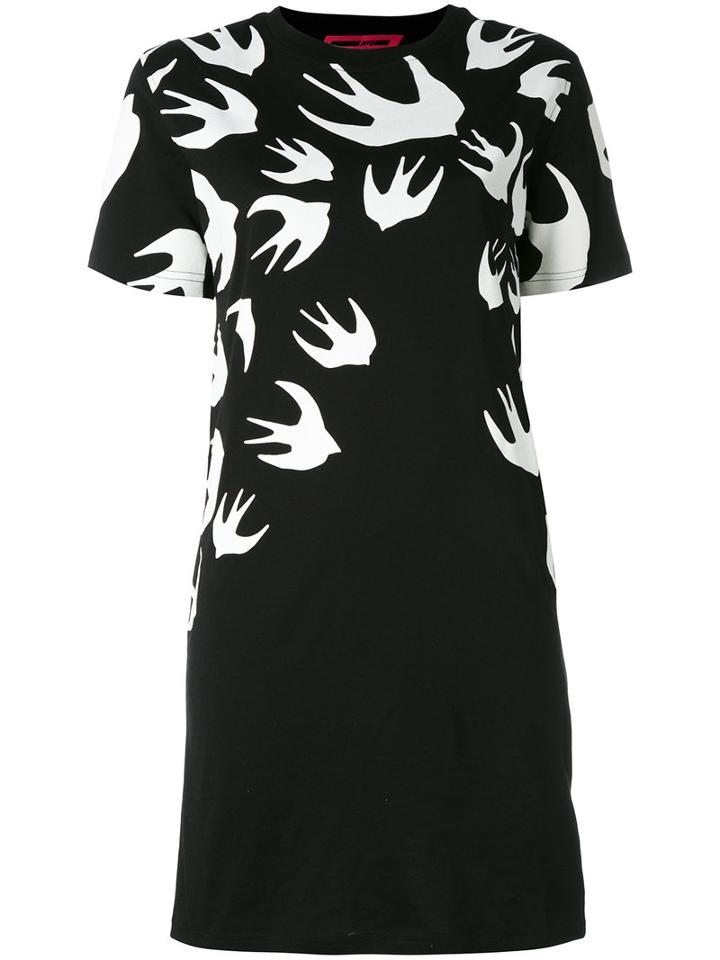 Mcq Alexander Mcqueen Swallow Signature T-shirt Dress, Women's, Size: Small, Black, Cotton