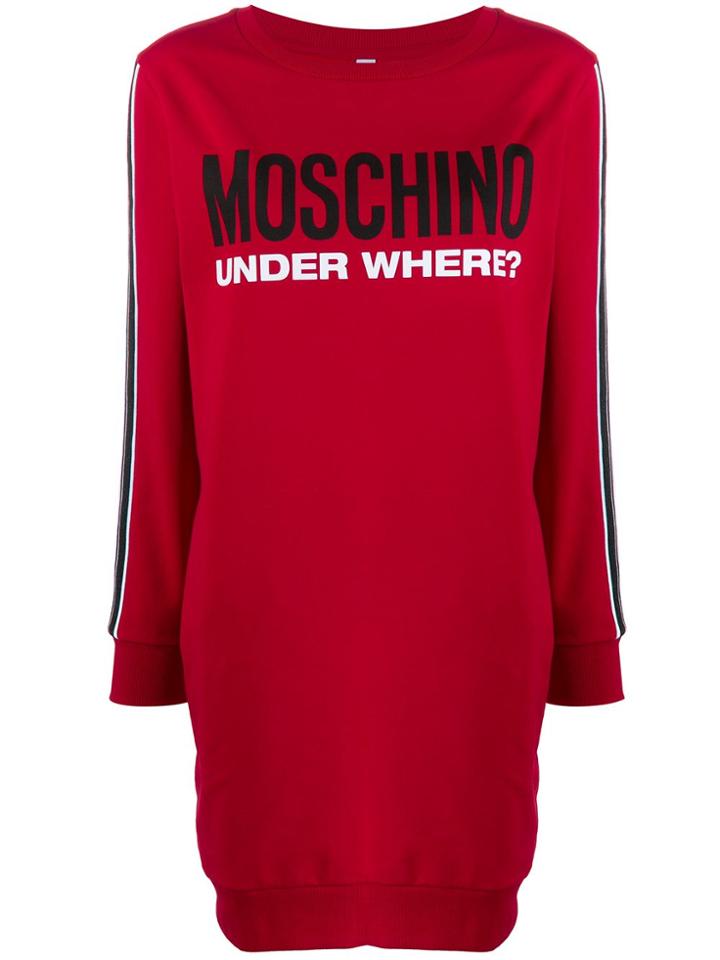 Moschino Logo Print Long Shirt - Red