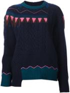 Sacai Nordic Intarsia Patchwork Sweater, Women's, Size: 1, Blue, Wool