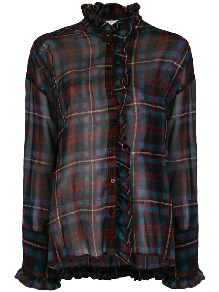 Philosophy Di Lorenzo Serafini Frill Hem Checked Shirt - Black