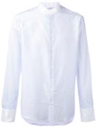 Etro Striped Band Collar Shirt, Men's, Size: 41, White, Cotton