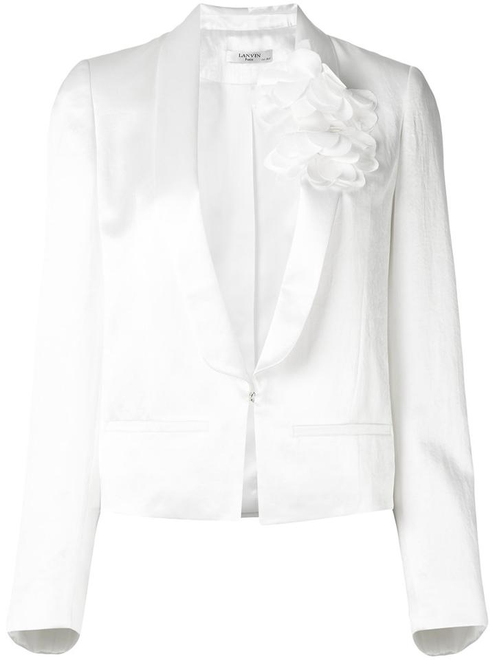 Lanvin - Floral Applique Jacket - Women - Silk/acetate/cupro/glass - 40, White, Silk/acetate/cupro/glass
