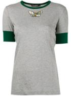 Dolce & Gabbana - Butterfly Embroidered T-shirt - Women - Cotton/polyester - 38, Grey, Cotton/polyester