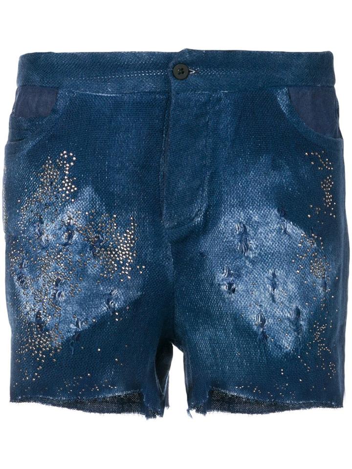 Avant Toi Distressed Shorts - Blue