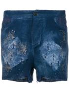 Avant Toi Distressed Shorts - Blue