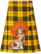 Gucci - Embroidered Tartan Wool Skirt - Women - Wool - 40, Yellow/orange, Wool