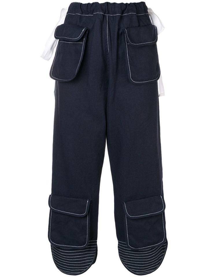 Loewe Cropped Drawstring Trousers - Blue