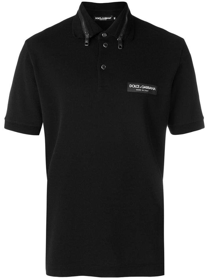Dolce & Gabbana Zip Collar Polo Shirt - Black