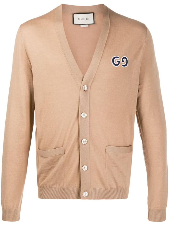 Gucci Gg Patch Cardigan - Neutrals