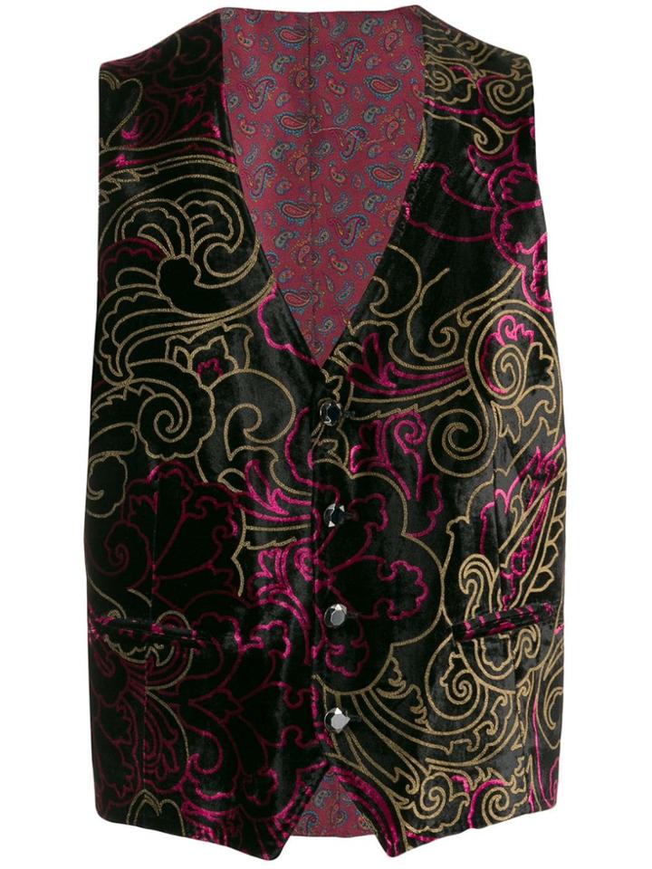 Etro Devoré Velvet Waistcoat - Red