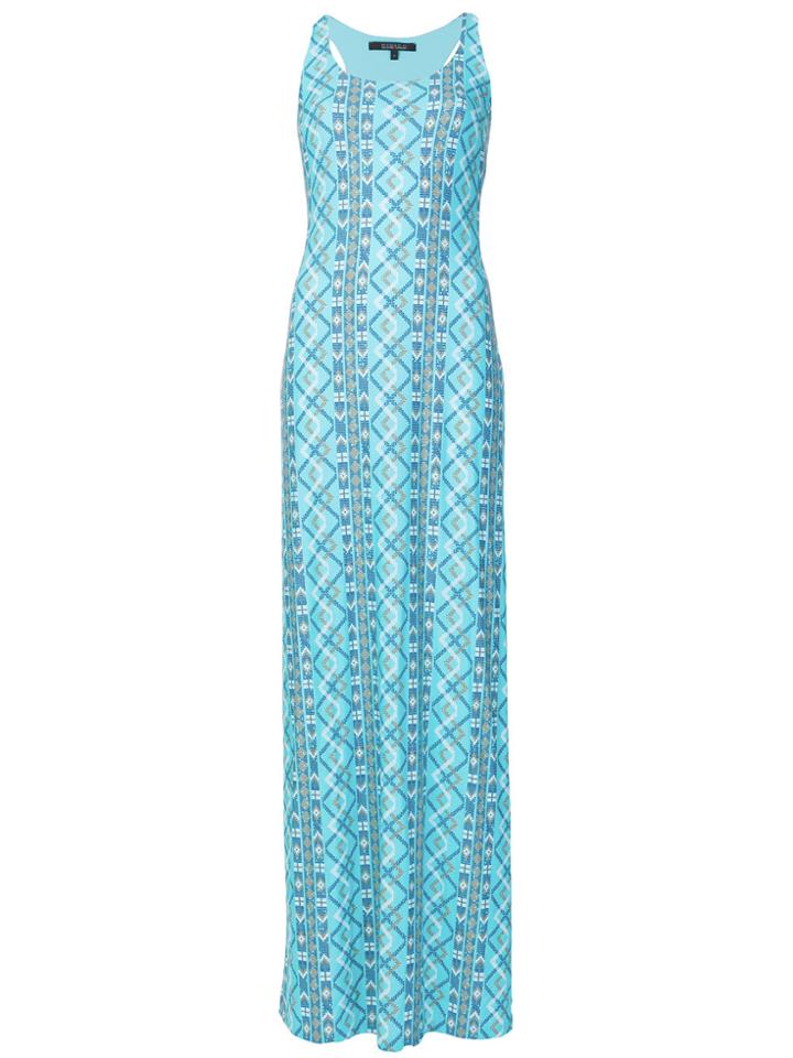 Fisico Patterned Fitted Maxi Dress - Blue