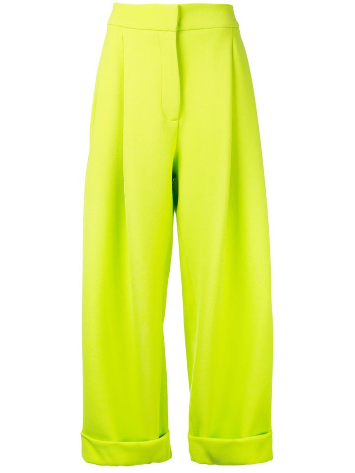 Wide-legged High-rise Trousers - Women - Wool - 38, Green, Wool, Natasha Zinko