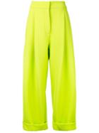 Wide-legged High-rise Trousers - Women - Wool - 38, Green, Wool, Natasha Zinko
