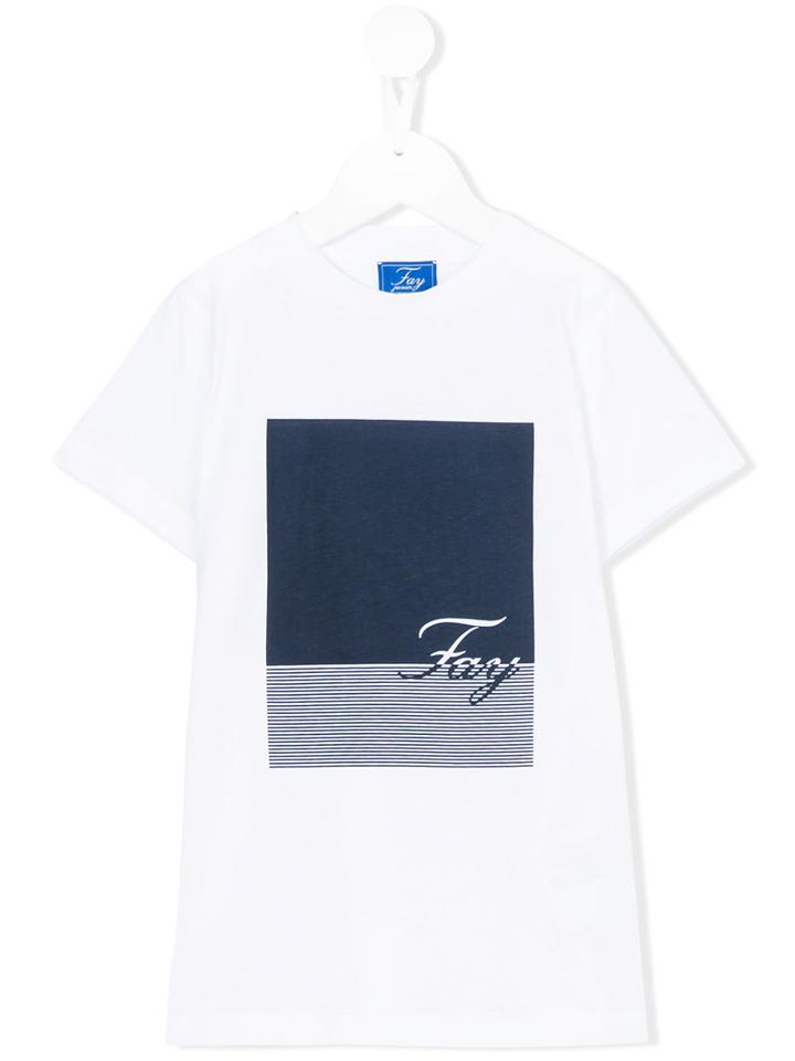 Fay Kids - Striped Print T-shirt - Kids - Cotton - 2 Yrs, White