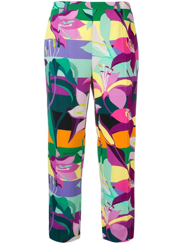 Just Cavalli Floral Print Cropped Trousers - Pink