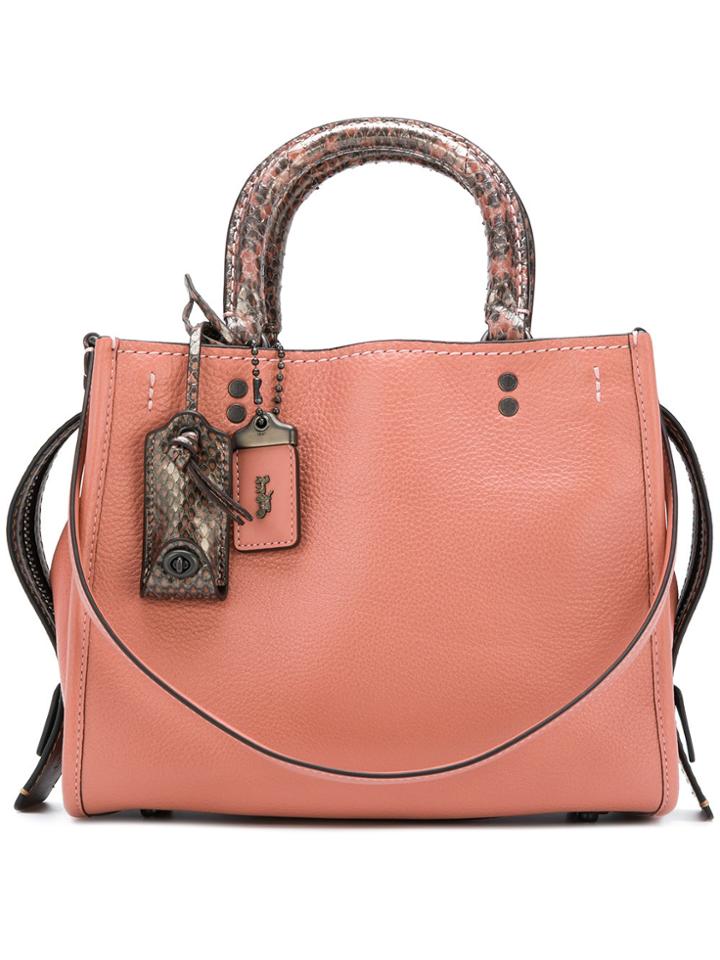 Coach Rogue 25 Tote With Colorblock Snake - Pink & Purple
