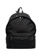 Saint Laurent Logo Printed Large Cotton And Leather Backpack - Black