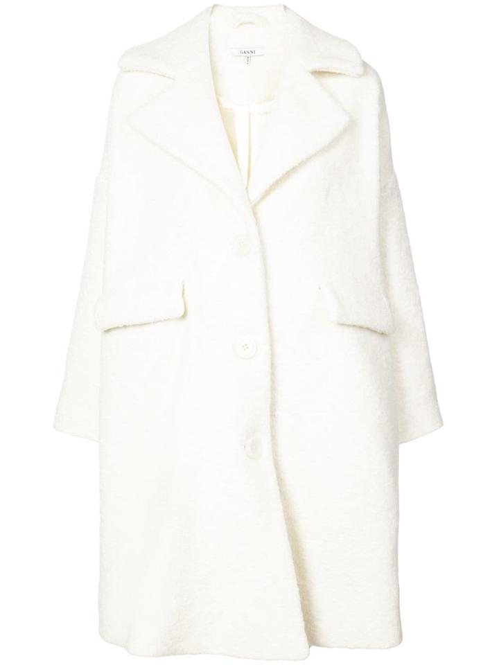 Ganni Wide Lapel Coat - White