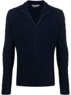 Corneliani Cashmere Knitted Zipped Jumper - Blue