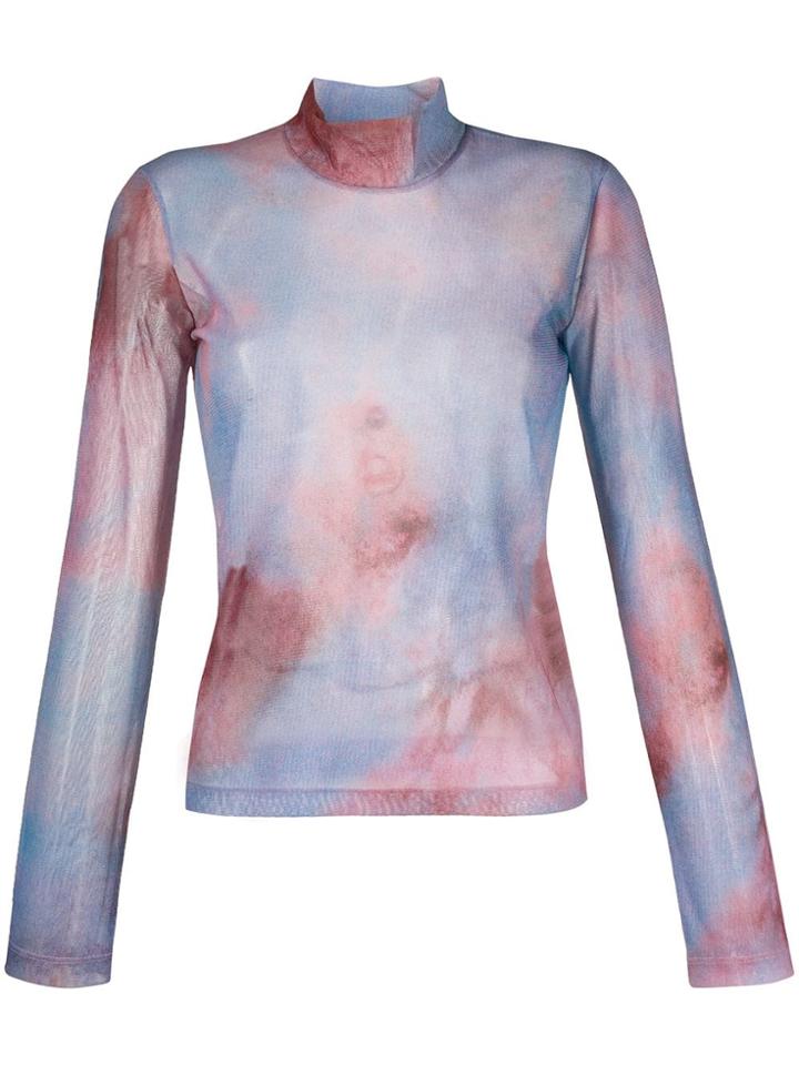 Ssheena Tie-dye Turtle Neck Top - Blue