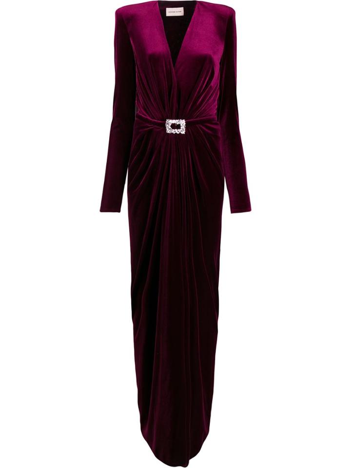Alexandre Vauthier Plunge Neck Velvet Gown - Purple