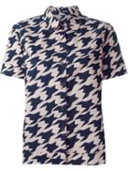 Jil Sander Navy Houndstooth Print Shirt