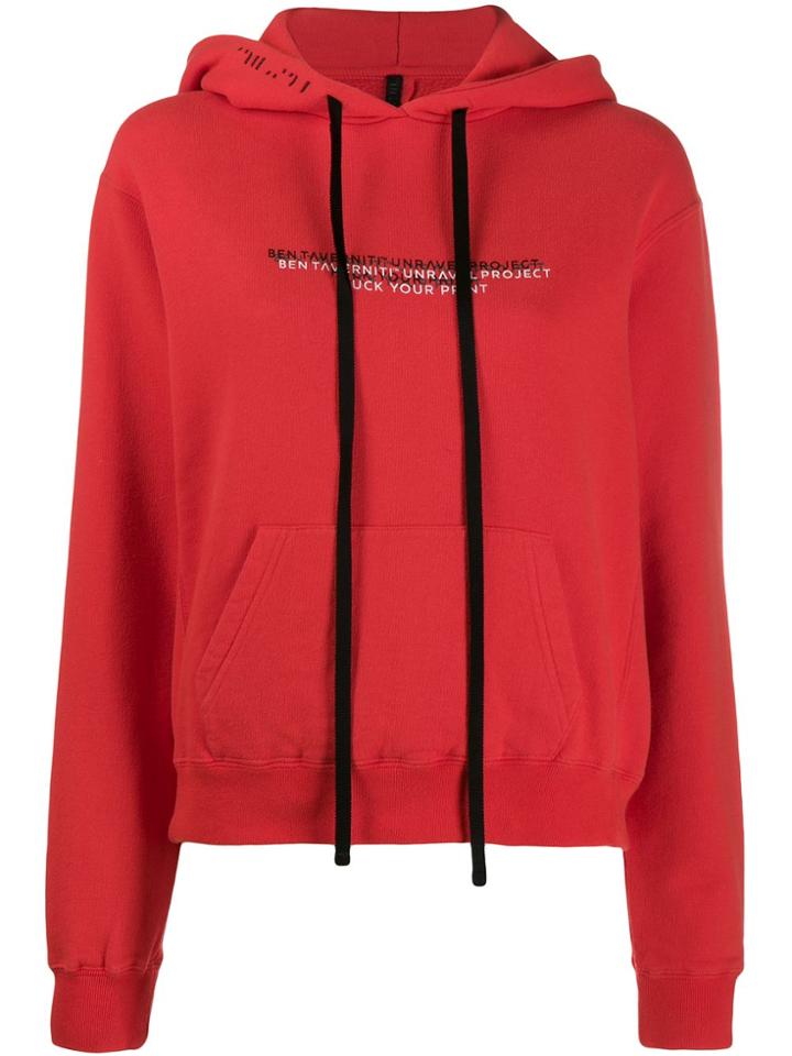 Unravel Project Slogan Print Hoodie - Red