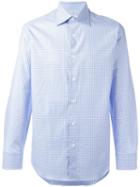 Canali Plaid Shirt, Men's, Size: 40, White, Cotton