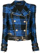 Balmain Tweed Biker Jacket - Black