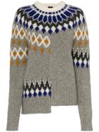 Joseph Fair Isle Patchwork Wool Jumper - Grey