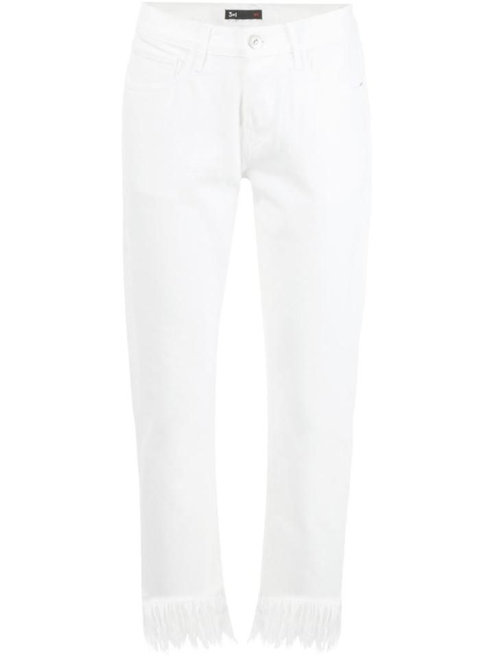 3x1 Frayed Jeans, Women's, Size: 26, White, Cotton