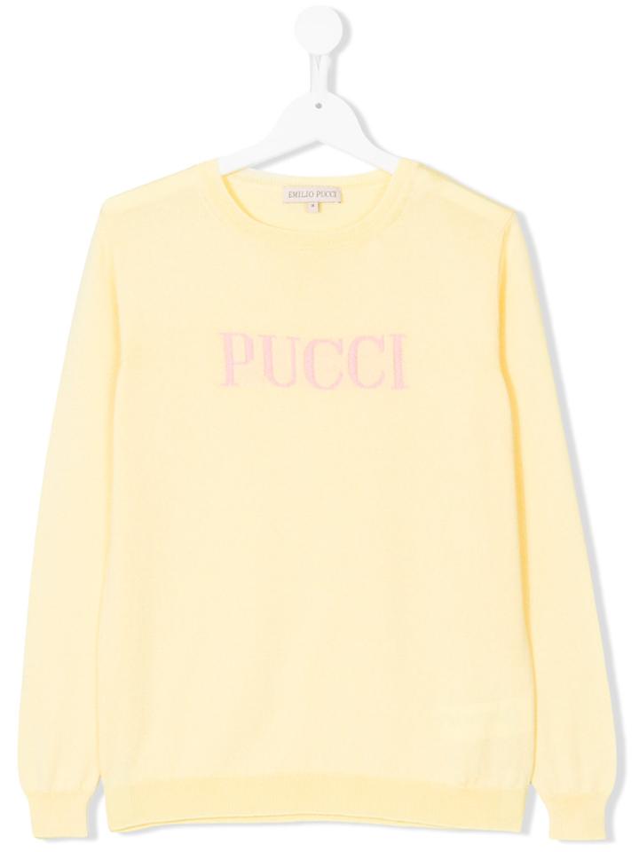 Emilio Pucci Junior Logo Embroidered Sweatshirt - Yellow & Orange